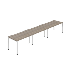 Jemini Three Person Bench Desk 1400mm x 800mm Grey Oak White 3 Pack KF800408 F