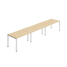 Jemini Three Person Bench Desk 1400mm x 800mm Nova Oak White 3 Pack KF800411 F