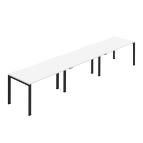 Jemini Three Person Bench Desk 1400x800mm White Black KF800413 F