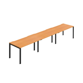 Jemini Three Person Bench Desk 1600mm x 800mm Beech Black 3 Pack KF800416 F