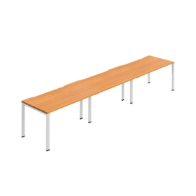 Jemini Three Person Bench Desk 1600mm x 800mm Beech White 3 Pack KF800418 F