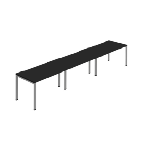 Jemini Three Person Bench Desk 1600mm x 800mm Black Silver 3 Pack KF800420 F
