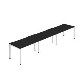 Jemini Three Person Bench Desk 1600mm x 800mm Black White 3 Pack KF800421 F