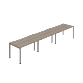 Jemini Three Person Bench Desk 1600mm x 800mm Grey Oak Silver 3 Pack KF800423 F