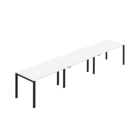 Jemini Three Person Bench Desk 1600mm x 800mm White Black 3 Pack KF800429 F