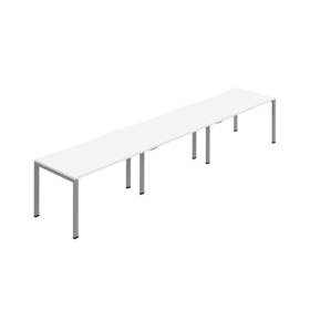 Jemini Three Person Bench Desk 1600mm x 800mm White Silver 3 Pack KF800430 F