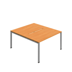 Jemini Two Person Back to Back Bench Desk 1600mm x 1600mm x 730mm Beech Silver KF800617 F