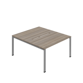 Jemini Two Person Back to Back Bench Desk 1600mm x 1600mm x 730mm Grey Oak Silver KF800624 F