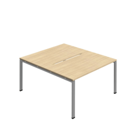 Jemini Two Person Back to Back Bench Desk 1600mm x 1600mm x 730mm Nova Oak Silver KF800627 F