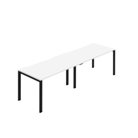 Jemini Two Person Bench Desk 1200mm x 800mm White Black 2 Pack KF800445 F