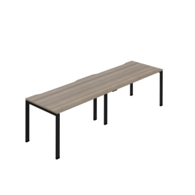 Jemini Two Person Bench Desk 1400mm x 800mm Grey Oak Black 2 Pack KF800456 F