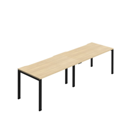 Jemini Two Person Bench Desk 1400mm x 800mm Nova Oak Black 2 Pack KF800459 F
