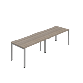 Jemini Two Person Bench Desk 1600mm x 800mm Grey Oak Silver 2 Pack KF800473 F