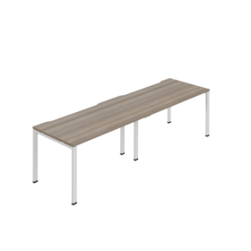 Jemini Two Person Bench Desk 1600mm x 800mm Grey Oak White 2 Pack KF800474 F