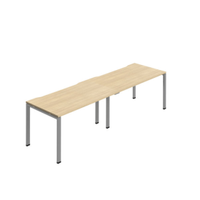Jemini Two Person Bench Desk 1600mm x 800mm Nova Oak Silver 2 Pack KF800477 F