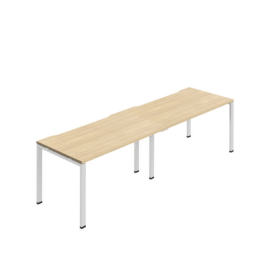 Jemini Two Person Bench Desk 1600mm x 800mm Nova Oak White 2 Pack KF800478 F