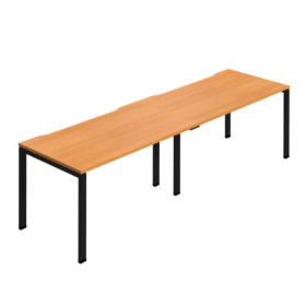 Jemini Two Person Bench Desk 2400x800mm Beech Black KF800433 F