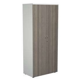 Jemini Wooden Cupboard 800mm x 450mm x 1800mm White Grey Oak 574714 F