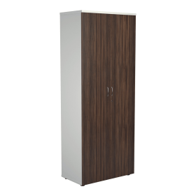 Jemini Wooden Cupboard 800mm x 450mm x 2000mm White Dark Walnut 574730 F