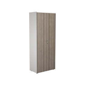 Jemini Wooden Cupboard 800mm x 450mm x 2000mm White Grey Oak 574731 F