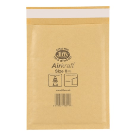 Jiffy AirKraft Size 0 Bubble Lined Mailer Gold 100 Pack 912163 F