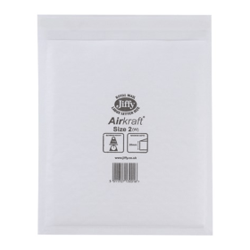 Jiffy AirKraft Size 2 Bubble Lined Mailer White 100 Pack 912164 F