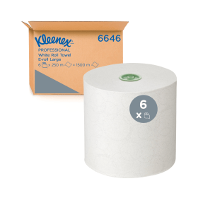 Kleenex Hand Towels Rolled E Roll 250m 1 Ply White 6 Pack 813091 F