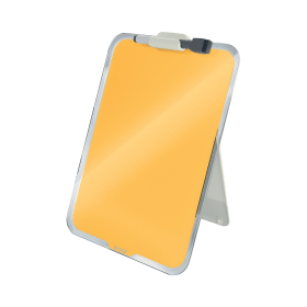Leitz Cosy Glass Drywipe A4 Desktop Easel Whiteboard Warm Yellow 606474 F