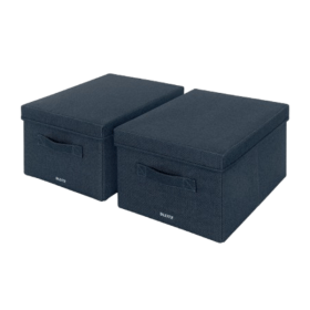 Leitz Fabric Storage Box with Lid Grey 2 Pack 817005 F