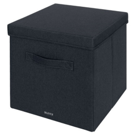 Leitz Fabric Storage Box with Lid Large Grey 2 Pack 817006 F