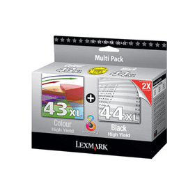 Lexmark 43XL 44XL High Capacity Multipack Full Set of 2 Ink Cartridges 80D2966 Original