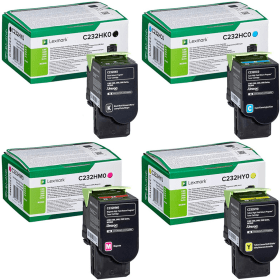 Lexmark C232H High Capacity Return Programme Multipack Full Set of 4 Toner Cartridges Original
