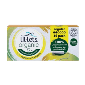 Lil Lets Organic Non Applicator Tampons Regular 16 x 12 192 Pack LIL20693 F