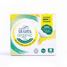 Lil Lets Organic Sanitary Pads Ultra Thin with Wings Normal 10 x 24 240 Pack LIL20729 F