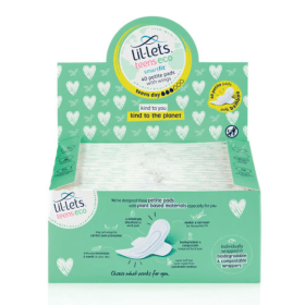 Lil Lets Teens Eco Sanitary Pads Wrapped with Wings 40 Pack LIL20798 F
