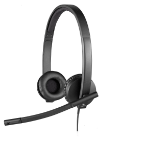 Logitech H570e Wired On Ear Stereo Headset USB Black 470557 F
