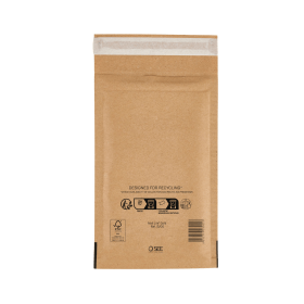 Mail Lite Sealed Air Bubble Lined Postal Bag Brown B00 120mm x 210mm 100 Pack 139016 F