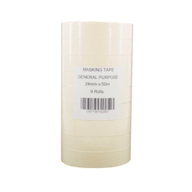Masking Tape 25mm x 50m White 9 Pack 458534 F