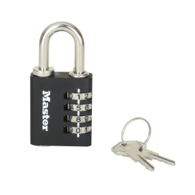 Master Lock Combi Padlock With Override Key Black 885112 F