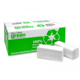 Maxima Green 2 Ply C Fold Hand Towels 162 sheets White 15 Pack 159013 F