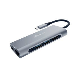 MediaRange USB Type C Hub 7 In 1 Multiport Adapter for USB C Devices Silver 852368 F