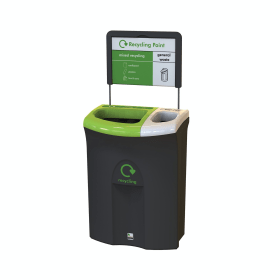 Meridian Recycling Bin Double Mixed Recycling and General Waste 110 Litres Black Lime White 893778 F