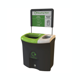 Meridian Recycling Bin Double Mixed Recycling and General Waste 87 Litres Black Lime White 893557 F