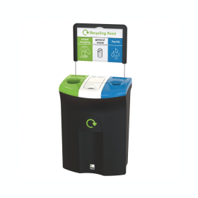 Meridian Recycling Bin Triple Mixed Recycling General Waste Liquids 110 Litres Lime White Blue 893743 F
