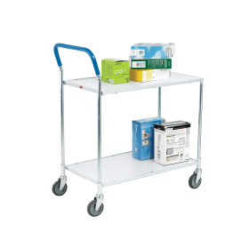 Metallic Grey and White Zinc Plated 2 Tier Service Trolley 372241 F