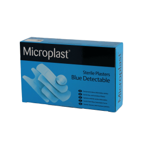 Microplast Blue Detectable Plasters Assorted Sizes 100 Pack 487148 F