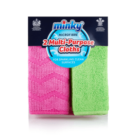 Minky Brite And Bold Microfibre Cloths Pink Green 2 Pack