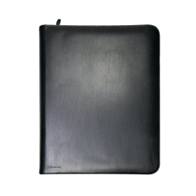 Monolith Zipped Leather Ring Binder w Internal Pockets A4 Black 110896 F