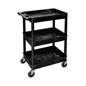 Multipurpose 3 Shelf Trolley with Uprights Moulded Polyethylene 150kg Capacity Black GI937L 785421 F