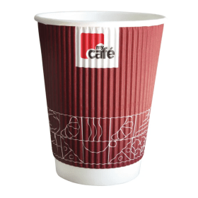 Mycafe Ripple Wall Hot Cup 350ml Red 500 Pack 478715 F